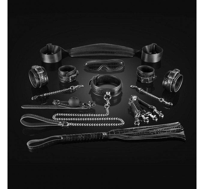 Набір Liebe Seele Temptation Bondage 8pcs Kit, фіксатори, нашийник з повідцем, кляп, флогер, маска