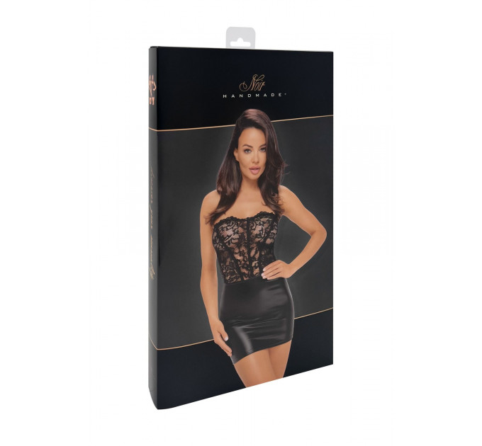 Сукня Noir Handmade F300 Solace, 3XL, мереживо, корсетний верх, шнурівка ззаду, спідниця міні під латекс