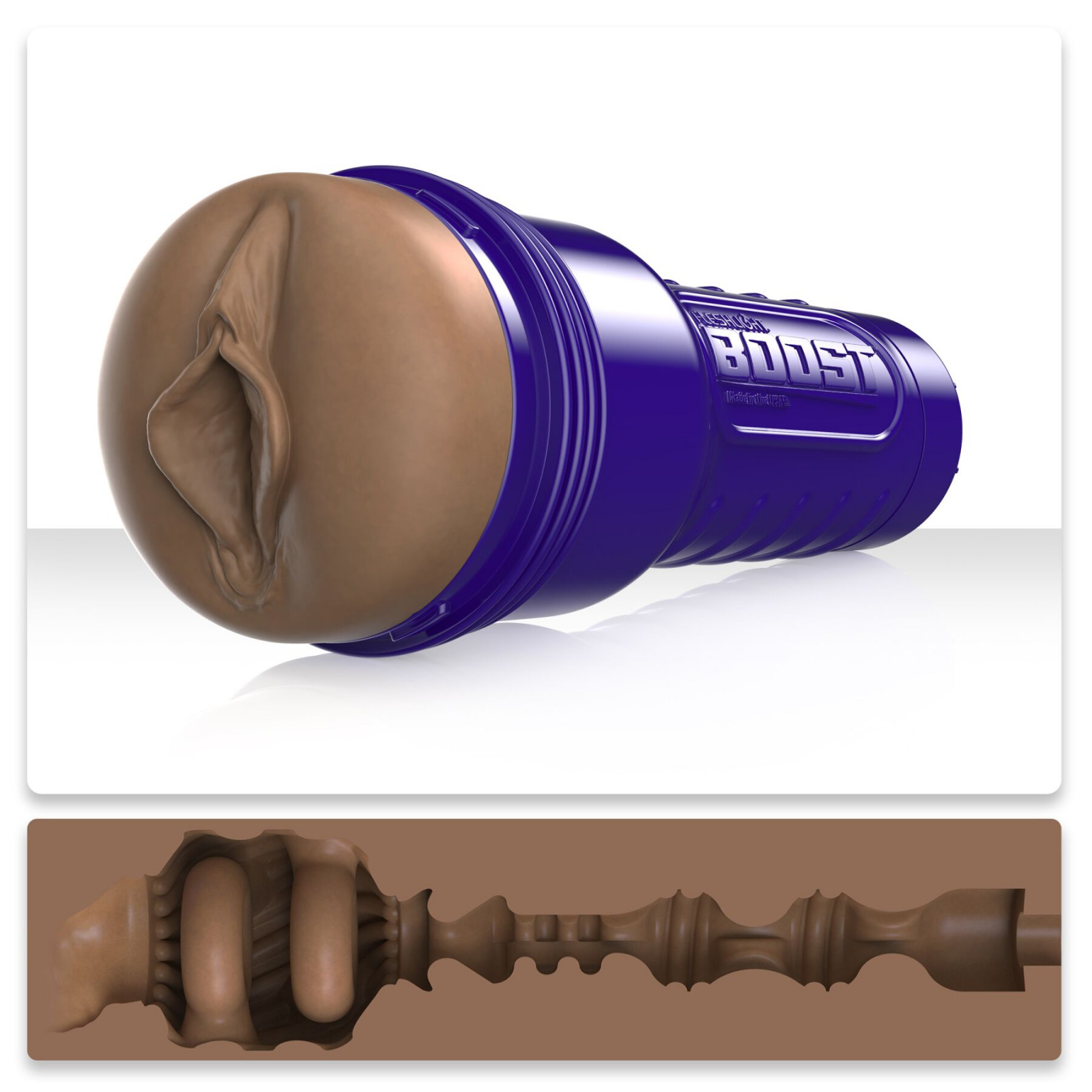 Мастурбатор-вагина Fleshlight Boost Bang Medium Dark Flesh, плавающие кольца Turbo Tech