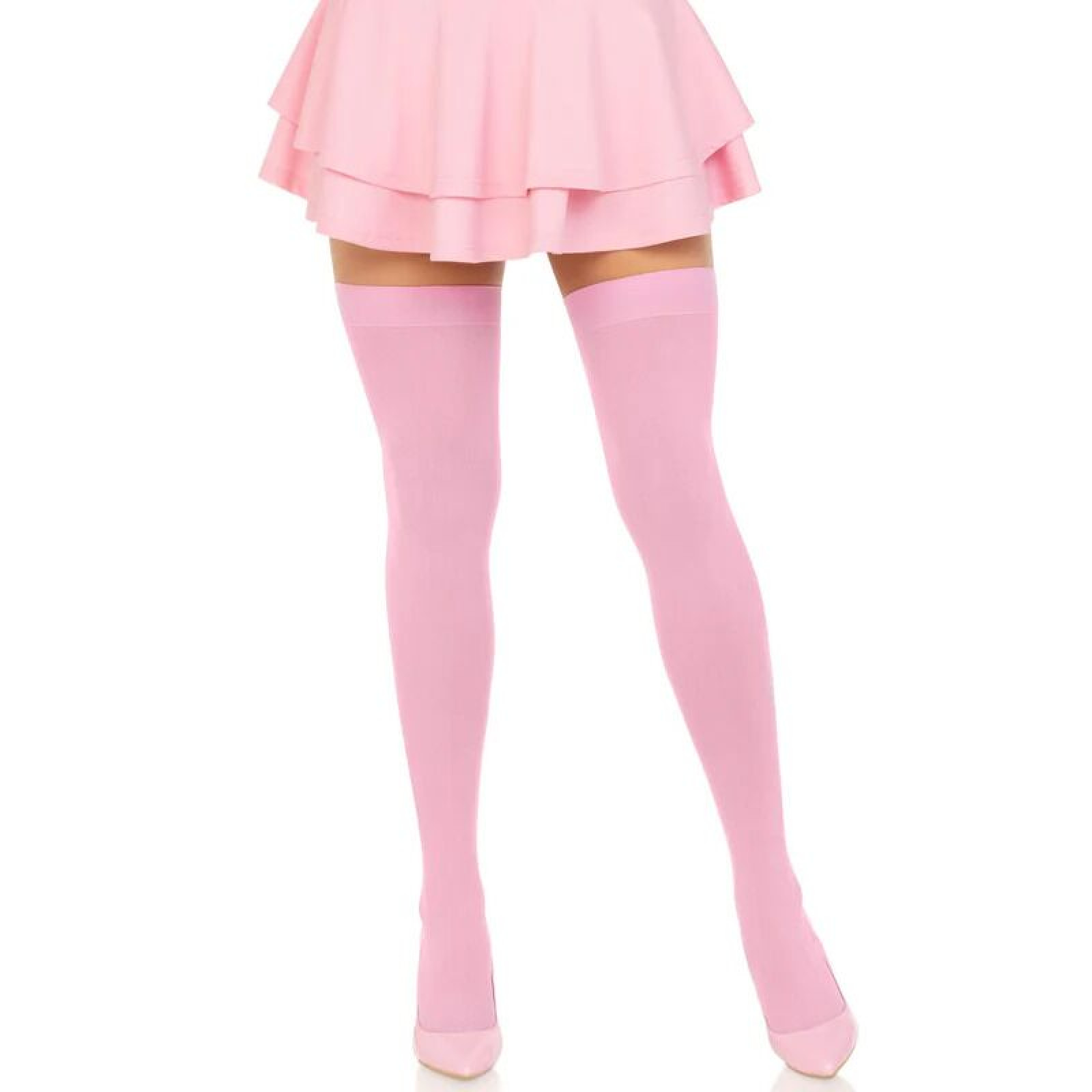 Щільні непрозорі панчохи Leg Avenue Opaque Nylon Thigh Highs Pink, One Size
