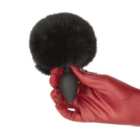 Анальна пробка з кролячим хвостиком Punishment – Bunny Tail Silicone Anal Plug – Black, 4,8 см — Переглянути зображення 4