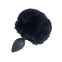 Анальна пробка з кролячим хвостиком Punishment – Bunny Tail Silicone Anal Plug – Black, 4,8 см — Переглянути зображення 2