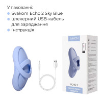 Смарт-вибратор для клитора Svakom Echo 2 Sky Blue, подогрев до 38 °C, съемная насадка на палец — Просмотреть изображение 9
