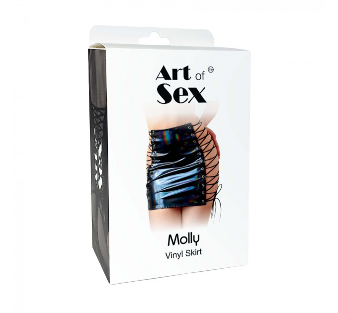 Лакована спідниця на шнурівці Art of Sex - Molly, колір чорний, L-2XL