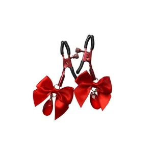 Затискачі для сосків з регулюванням Art of Sex - Flirty Bow, колір червоний