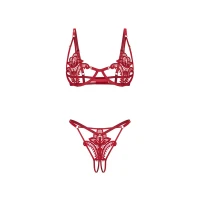 Комплект Obsessive Luise Sublim Red 2-pcs crotchless set L/XL — фото 6
