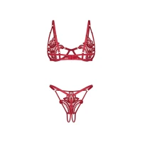 Комплект Obsessive Luise Sublim Red 2-pcs crotchless set L/XL — фото 7