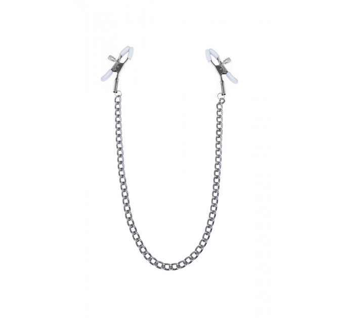 Затискачі для сосків з ланцюжком Feral Feelings - Nipple clamps Classic, срібло/білий