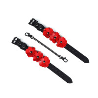 Наручники Liebe Seele Flower Rhythm - Black and Red Leather Flowers Hand Cuffs (м'яте паковання!!!) — Переглянути зображення 3