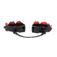 Наручники Liebe Seele Flower Rhythm - Black and Red Leather Flowers Hand Cuffs (м'яте паковання!!!) — Переглянути зображення 4