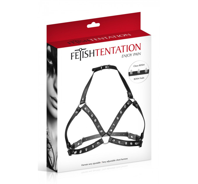 Портупея з металевими шипами Fetish Tentation Sexy Adjustable Chest Harness