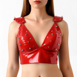 Лакований вініловий ліф з шипами Art of Sex - Mistress, червоний, розмір M