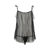Сорочка прозора бебі-дол Passion MELANIA CHEMISE L/XL, black, трусики, на тонких бретелях