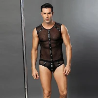 Чоловічий еротичний костюм &quot;Романтичний Стівен&quot; One Size Black: напівпрозорі трусики і маєчка — Переглянути зображення 3
