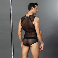 Чоловічий еротичний костюм &quot;Романтичний Стівен&quot; One Size Black: напівпрозорі трусики і маєчка — Переглянути зображення 1