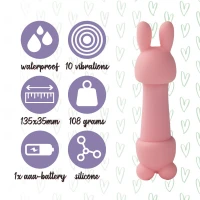Мінівібратор FeelzToys Mister Bunny Pink з двома насадками — Переглянути зображення 5