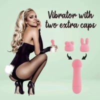 Мінівібратор FeelzToys Mister Bunny Pink з двома насадками — Переглянути зображення 2