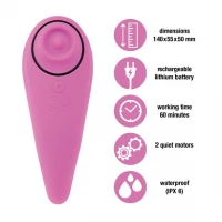 Пульсатор для клітора плюс вібратор FeelzToys - FemmeGasm Tapping &amp; Tickling Vibrator Pink — Переглянути зображення 3