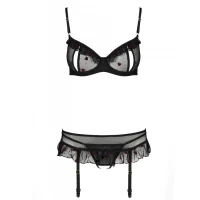 Сексуальний комплект з поясом для панчіх Passion LOVELIA SET XXL/XXXL, black — Переглянути зображення 5