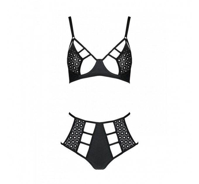 Розпродаж!!! Комплект з екошкіри Passion Tamaris Set black S/M, бюстгальтер та трусики