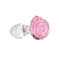 Скляна анальна пробка Pillow Talk Rosy Luxurious Glass Anal Plug, ⌀3,3 см, віброкуля в подарунок — Просмотреть изображение 2
