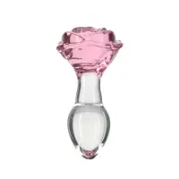 Скляна анальна пробка Pillow Talk Rosy Luxurious Glass Anal Plug, ⌀3,3 см, віброкуля в подарунок — Просмотреть изображение 1