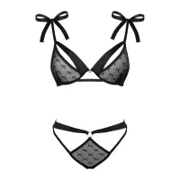 Напівпрозорий еротичний комплект Obsessive Obsessivia 2-pcs set black S/M, бюстгальтер та трусики — Переглянути зображення 5