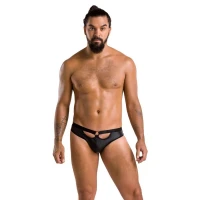 Чоловічі сліпи з вирізами Passion 041 SLIP JOE L/XL Black, екошкіра, відкриті сідниці — Просмотреть изображение 3