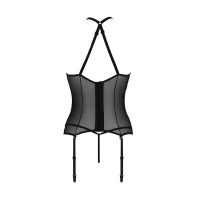 Корсет з пажами Passion SATARA CORSET L/XL black, стрінги, мереживо, застібки спереду та ззаду — Переглянути зображення 4