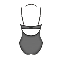 Прозрачное боди Obsessive Selinne teddy XL/2XL Black, мелкая сетка, двойные бретели
