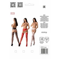 Еротичні ажурні колготки-бодістокінг Passion S029 One Size, white, пояс та панчохи, з доступом — Переглянути зображення 5