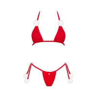 Новорічний комплект білизни з помпонами Obsessive Bobble Girl, червоний — Переглянути зображення 4