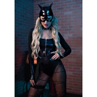 Еротичний костюм кішечки Leg Avenue Fierce Feline L, боді, пояс з підв’язкою, маска кішки — Переглянути зображення 4