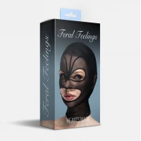 Маска серце сітка з відкритим ротом та очима Feral Feelings - Hearts Mask Black/Black — Просмотреть изображение 2
