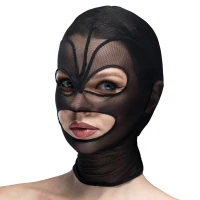 Маска серце сітка з відкритим ротом та очима Feral Feelings - Hearts Mask Black/Black — Просмотреть изображение 1