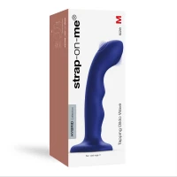 Насадка для страпона з подвійною точковою пульсацією Strap-On-Me TAPPING DILDO WAVE – NIGHT BLUE, М — Переглянути зображення 5