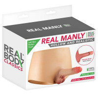 Силиконовые трусики с полым фаллоимитатором Real Body Real Manly Hollow, L/XL, для него