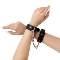 Наручники із екошкіри Art of Sex - Handcuffs Emoji, колір чорний — Переглянути зображення 1