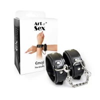 Наручники із екошкіри Art of Sex - Handcuffs Emoji, колір чорний — Переглянути зображення 6