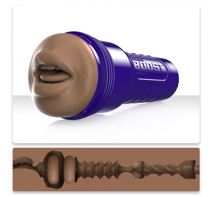 Мастурбатор-ротик Fleshlight Boost Blow Medium Dark Flesh, плаваючі кільця Turbo Tech