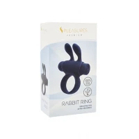 Ерекційне віброкільце S Pleasures Premium Rabbit Ring чорне, зі знімною віброкулею та вушками — Переглянути зображення 2