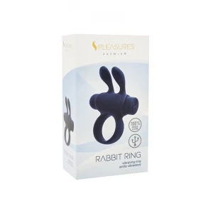 Ерекційне віброкільце S Pleasures Premium Rabbit Ring чорне, зі знімною віброкулею та вушками