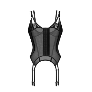 Корсет Obsessive Arrowel Black corset S/M, з підв’язками для панчіх