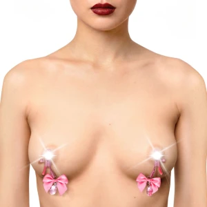 Затискачі для сосків з регулюванням Art of Sex - Flirty Bow, колір рожевий