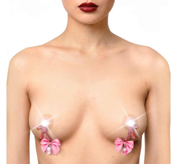 Затискачі для сосків з регулюванням Art of Sex - Flirty Bow, колір рожевий