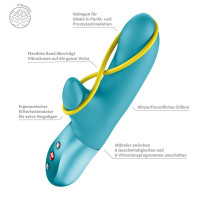 Мини вибратор-кролик со стимулирующей лентой Fun Factory AMORINO Aquamarine, лента съемная — Просмотреть изображение 5