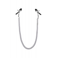 Затискачі для сосків з ланцюжком Feral Feelings - Nipple clamps Classic, срібло/чорний