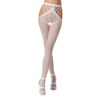 Еротичні колготки-бодістокінг Passion S001 white, з доступом і з відкритими стегнами — Переглянути зображення 1