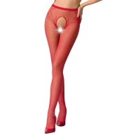 Сітчасті колготки-бодістокінги Passion S019 One Size, Red, імітація трусиків, відкритий доступ — Переглянути зображення 1