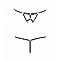 Трусики стрінги зі стреп Passion Exclusive ARMANDA THONG XXL/XXXL, black